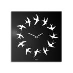 Birds: modern, big wall clock. Italian Design