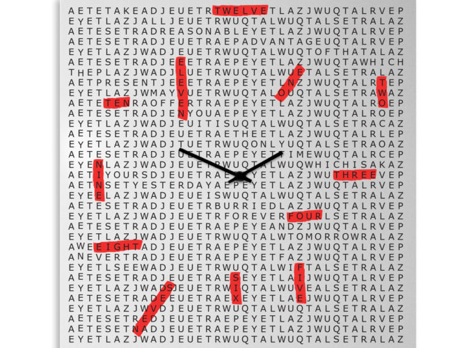 Crossword: modern, big wall clock. Italian Design