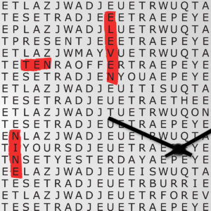 Crossword: modern big wall clock Italian Design dESIGNoBJECT
