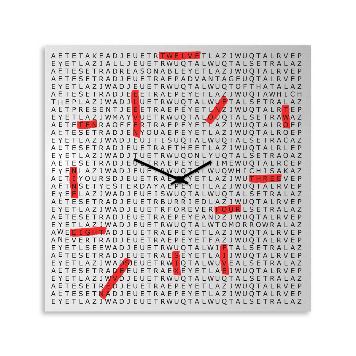 Crossword: modern, big wall clock. Italian Design