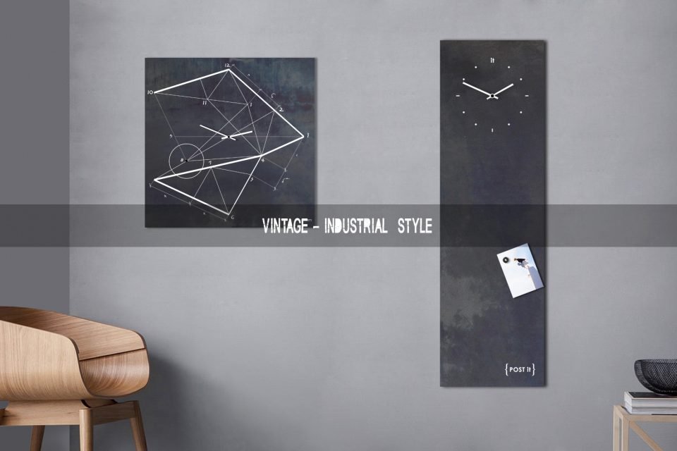 orologio da parete stile vintage industrial chic lavagna magnetica moderna design minimalista