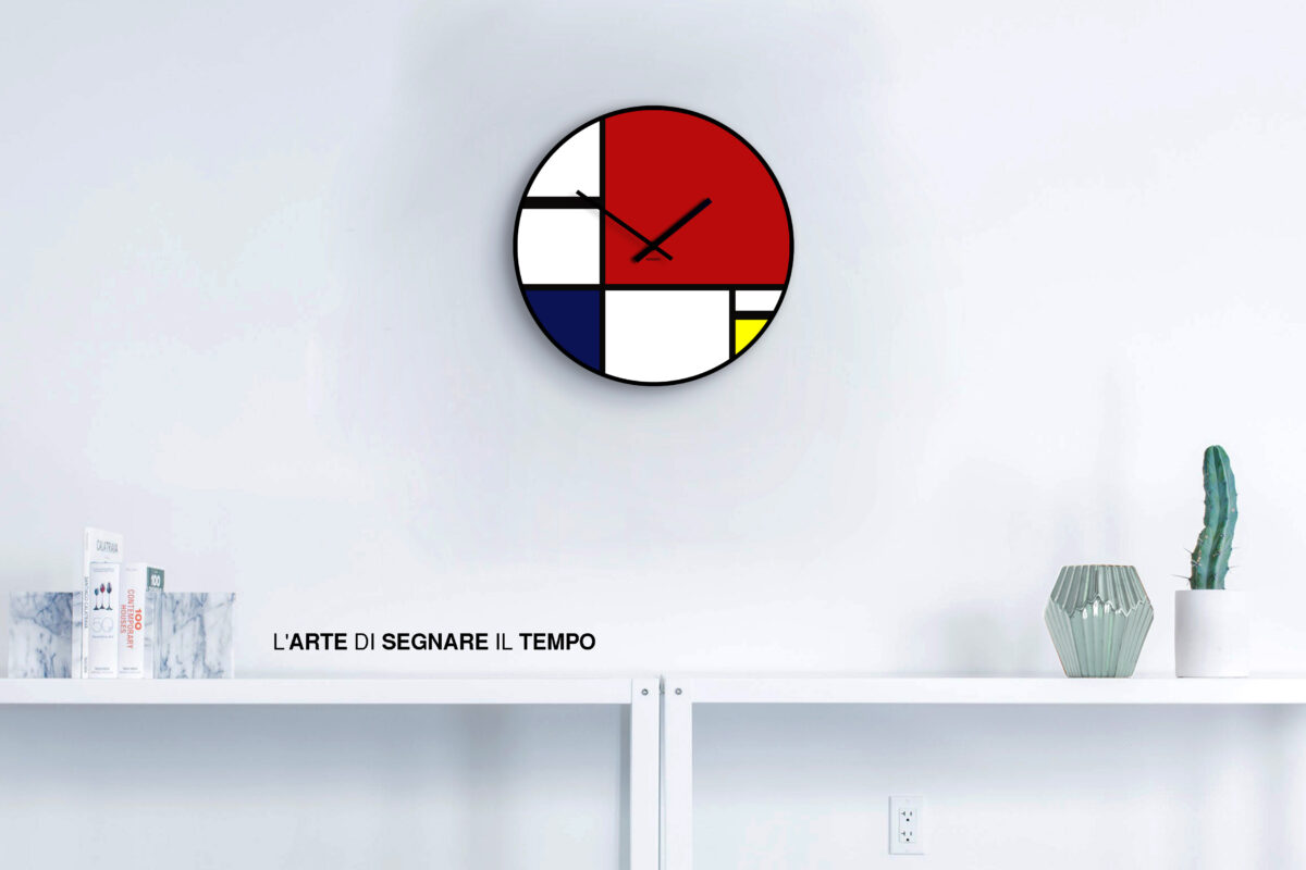 orologio da parete ufficio colorato design arte Mondrian