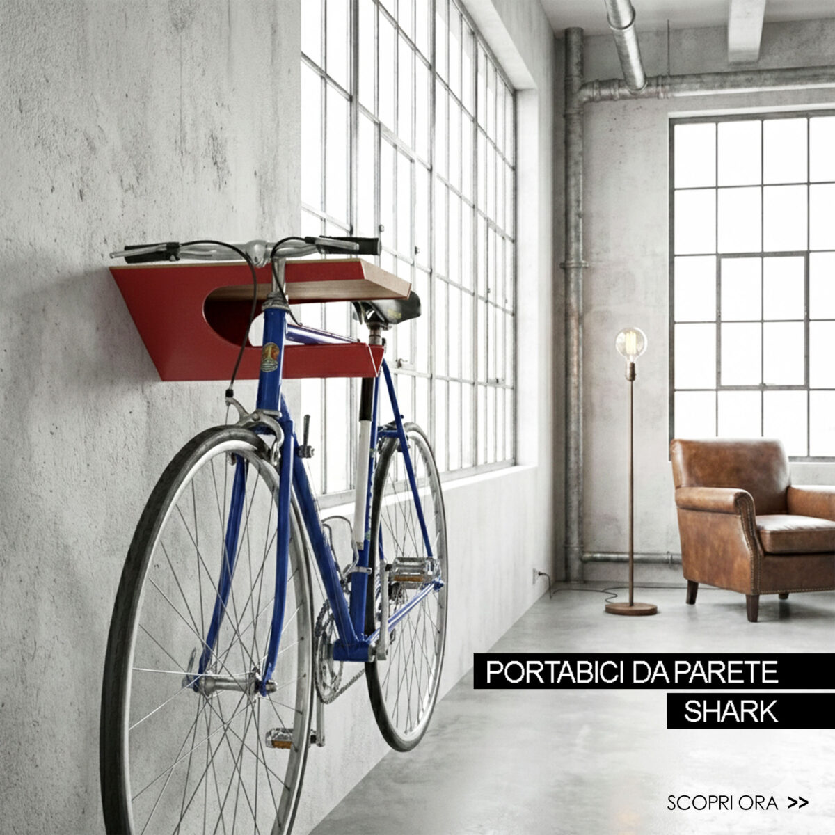 portabici da muro design moderno resistente industriale