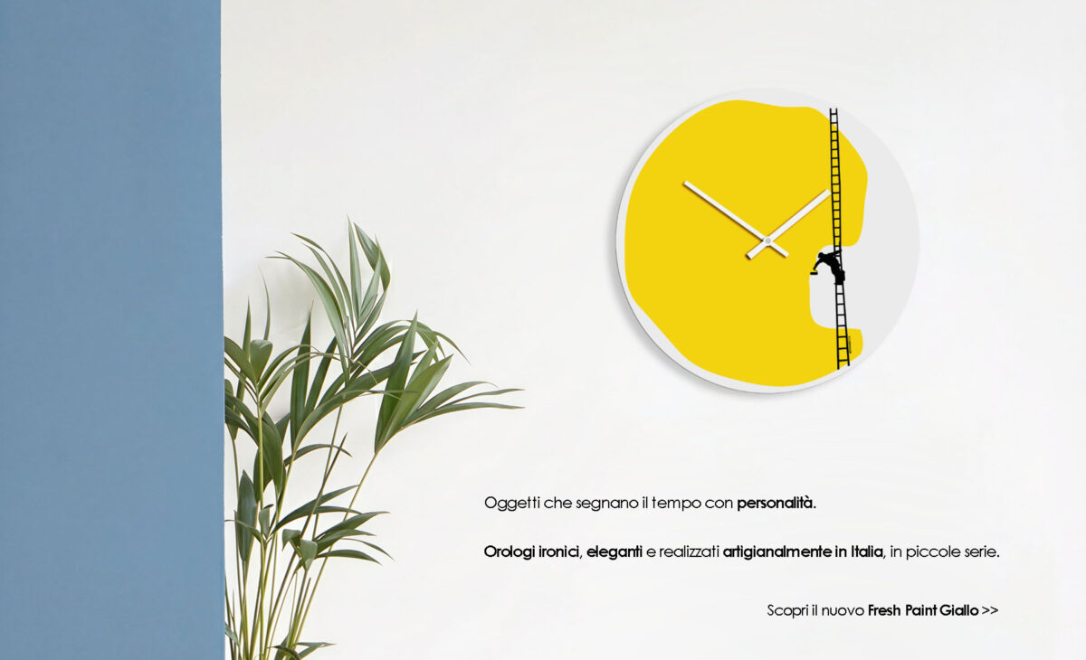 orologio grande giallo design originale ironico moderno